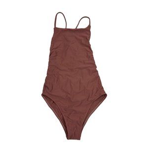 Women’s Open Back Tied Brown Leotard, Size S